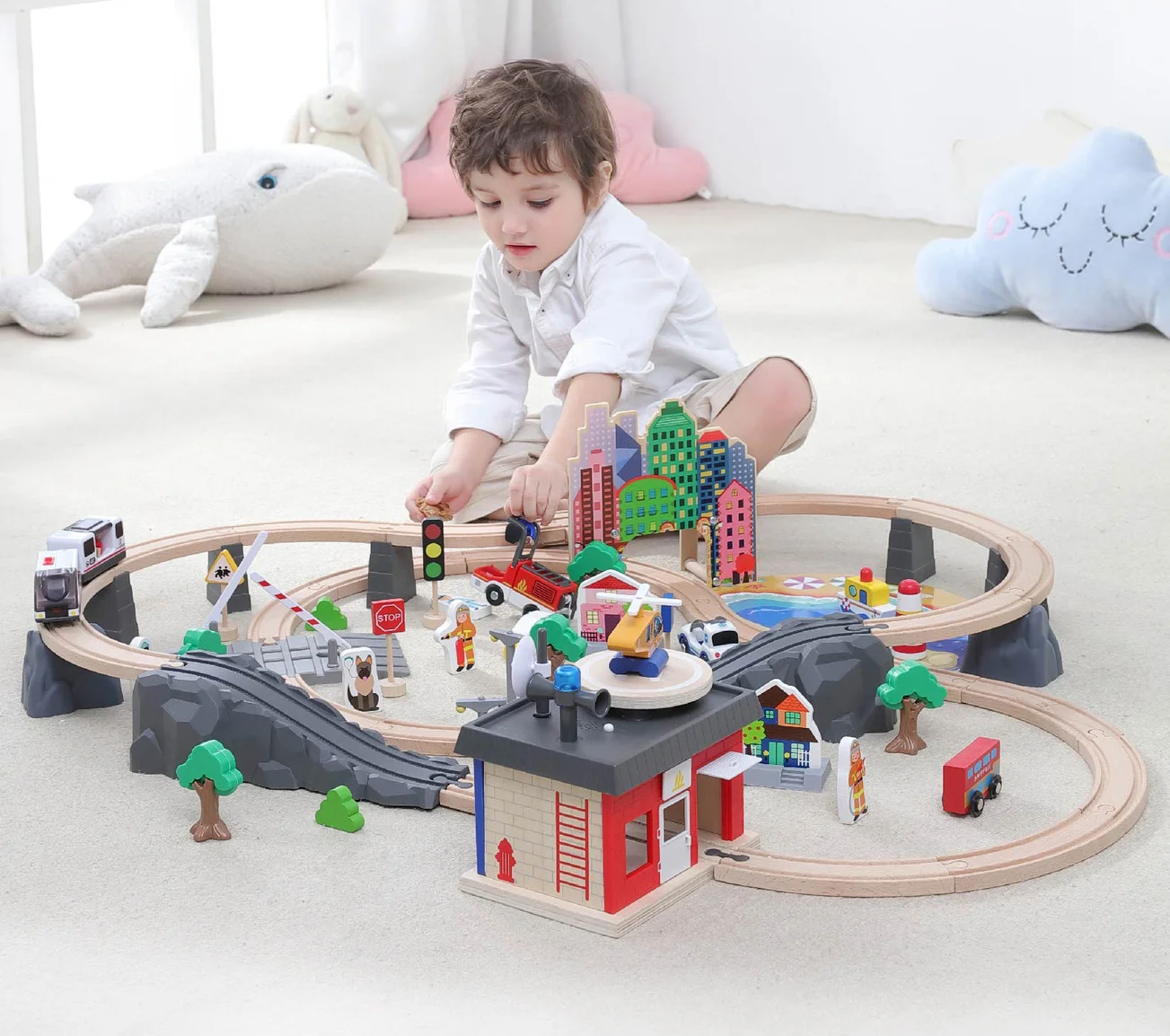 Classic Train Track Building Blocks Action Train Car Toy for Kids