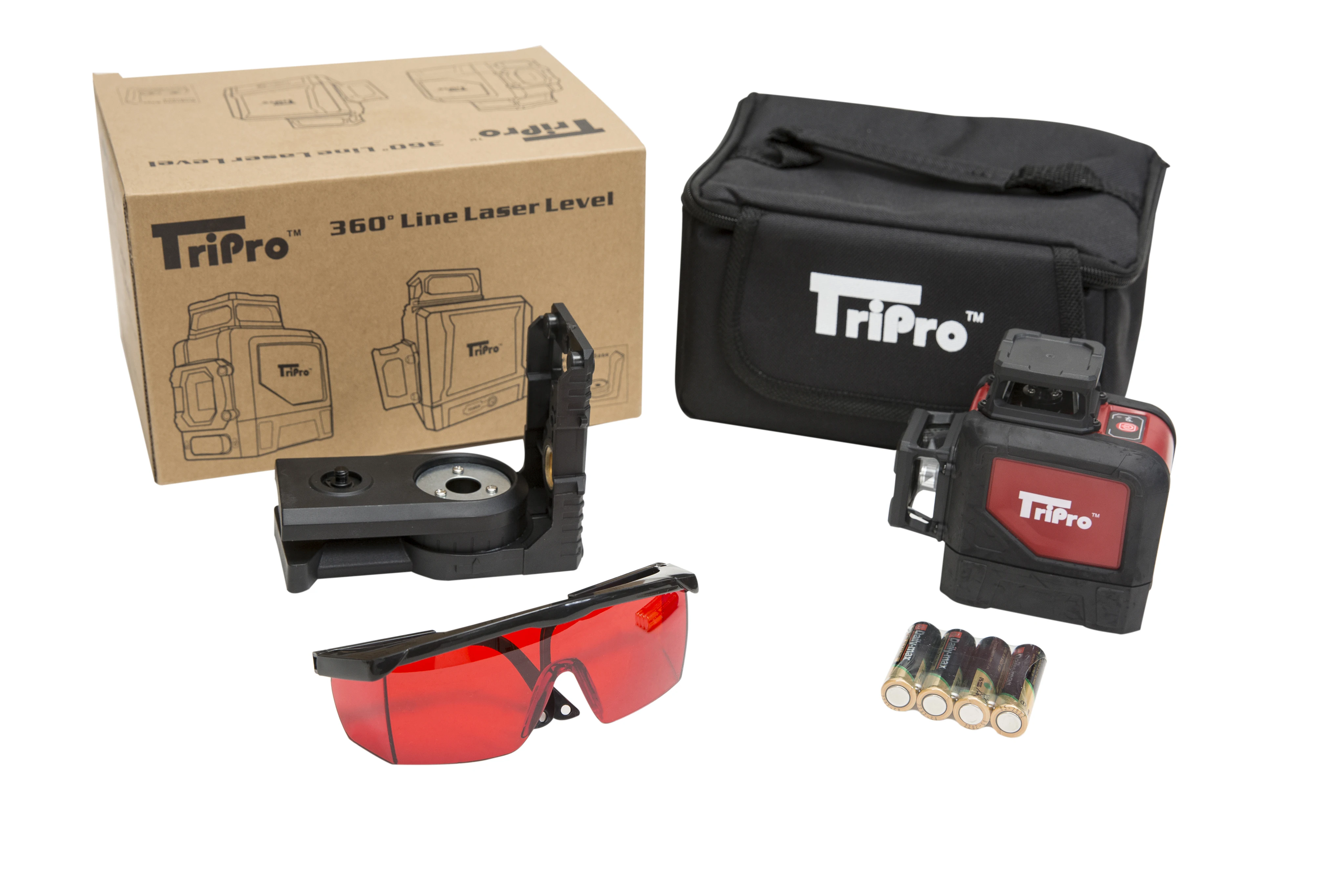 3D 2x360 Self Leveling Rotary Cross Laser Level 360 Optional for Tripod Receiver Detector Staff