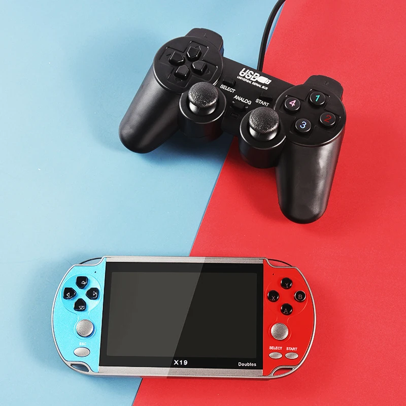  Портативная игровая консоль X19 экран 4 3 дюйма 32 бит 8 ГБ игровые консоли для двух