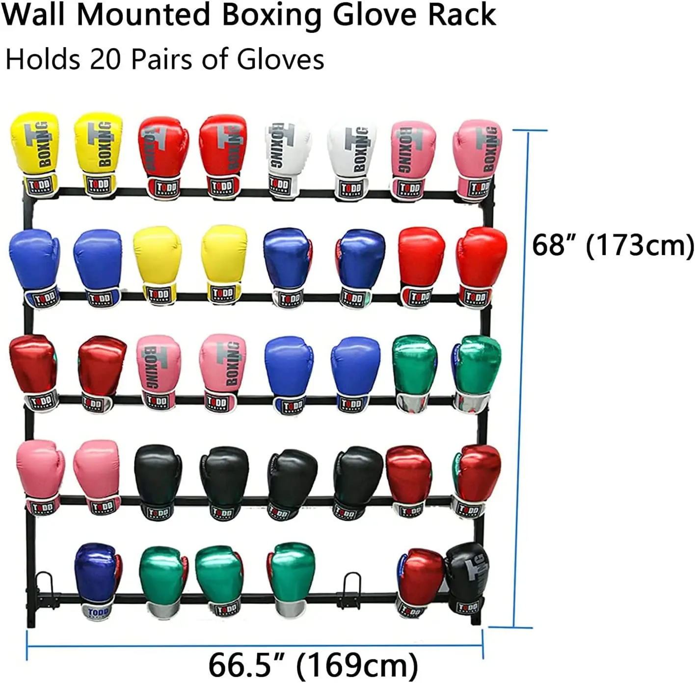 Wall Mounted 5-Tier Metal Glove Storage Rack Gym Boxing Glove Holder Display Stand Organizer