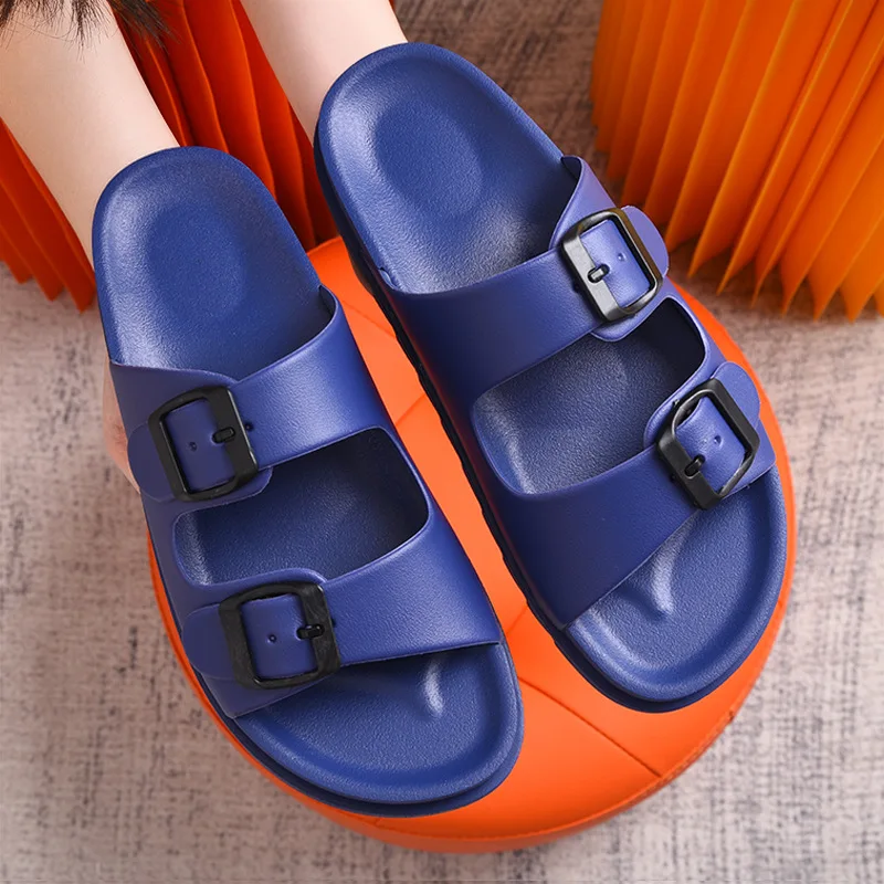 2024 New  XuYe  Wholesale flip flops Unisex platform slides slippers Double-buckle Adjustable Strap Size Pillow Slippers