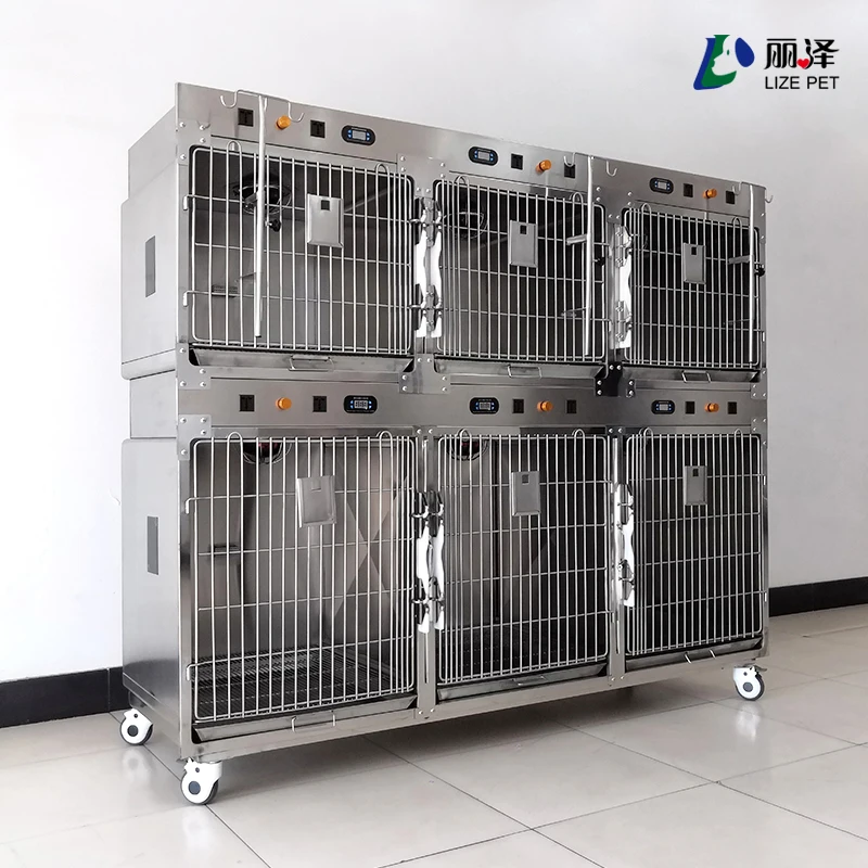 LIZEPET 304 stainless steel heat lamp veterinary oxygen chamber cat dog cage pet inpatient injection recuperation station
