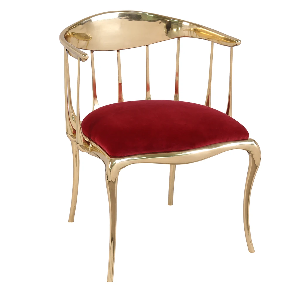 Современная роскошная мебель для гостиной, одинарный стул из золотой литой меди