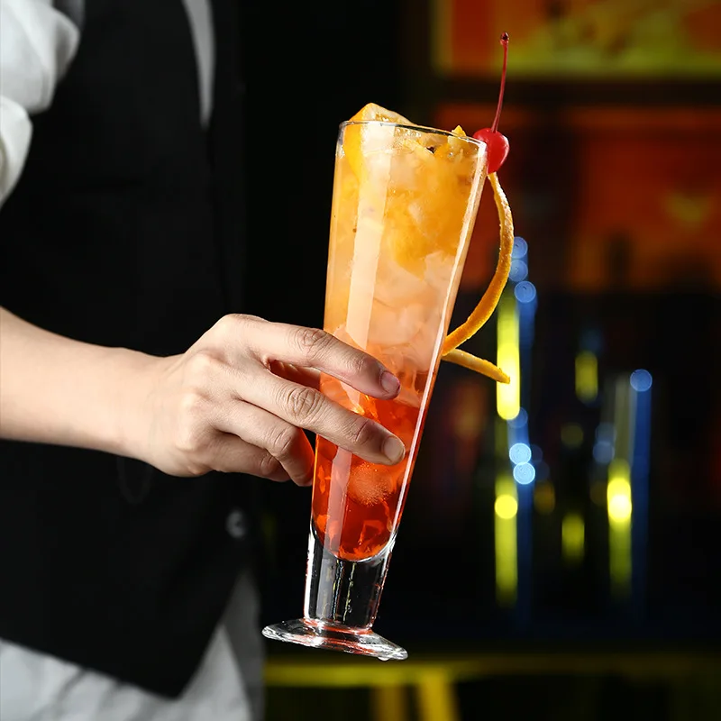 V Shaped 13oz Clear Tall Footed Glass Pint Beer Iced Tea Ice Cream Juice Cocktail Mojito Milk Shake Drinking Glasses Cups