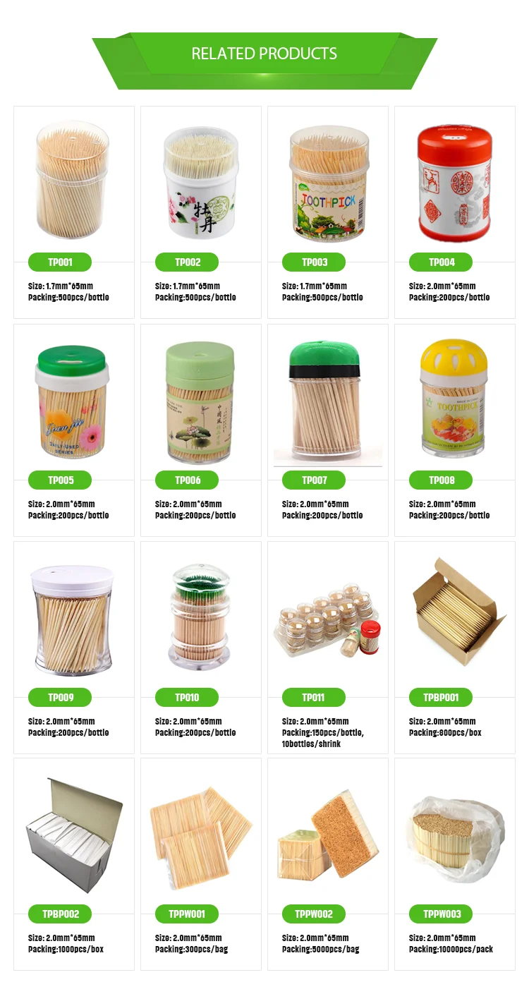 Disposable Eco-friendly bamboo dental toothpick with plastic containers