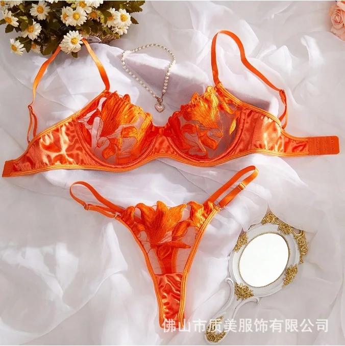 Women lacy bra panty underwear sexy ladies lingerie sexy Embroidery floral lingeries set