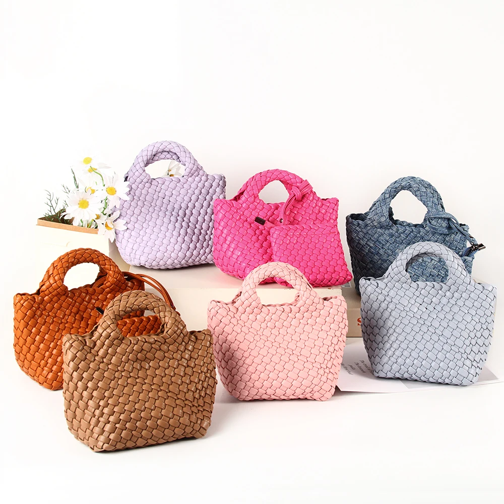 Pleated Mini clutch Fashion Soft PU Leather windmill knot weave Cross body Bag set bag Woven Women Purse Shoulder Bag