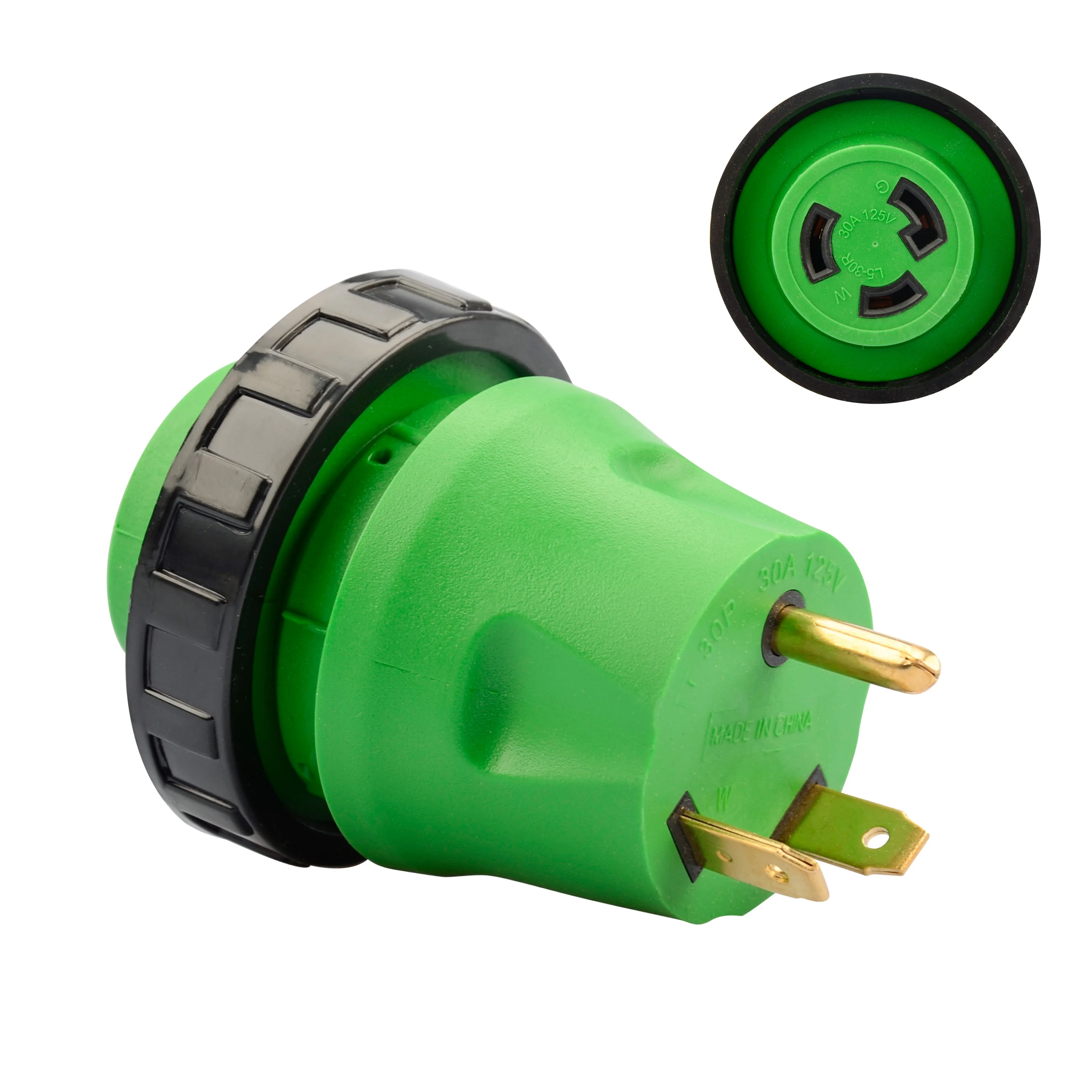 RV Electric Parts 3 Prong 30 Amp Male to 30 Amp Female RV Adapter Plug With Locking Connector  AC Camper Van Generator Adapter