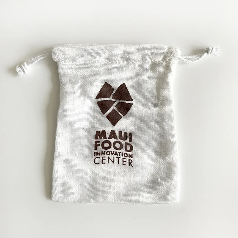 Custom Logo printing 8x10cm White Drawstring 100% Organic Cotton Muslin Tea Bags