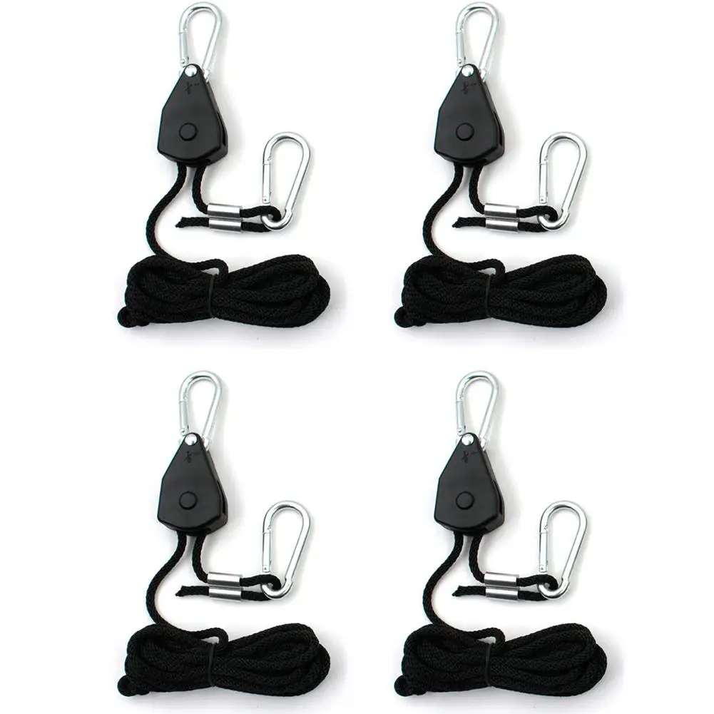 
4PCS Nylon Rope Ratchet Yoyo Hangers Light Hanging Kit Adjustable For LED Grow Light Hangers Zinc Alloy Hook Grow Lamps Parts 
