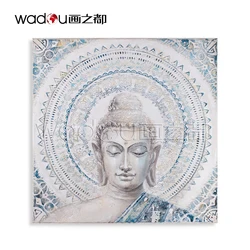 Custom Hand Paint In Buddha Wall Handmade Oil Painting Canvas Art In Blue Custom Wall Art For Home Decoration