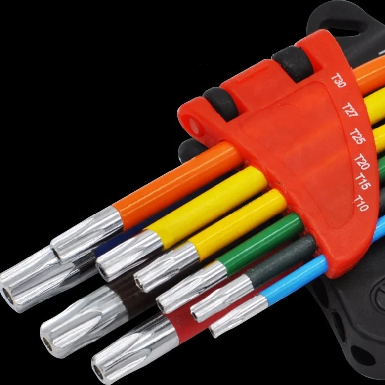 Hot Sales 9pcs 1.5-2-2.5-3-4-5-6-8-10mm Industrial Rainbow Alloy Steel Allen Wrench Set Hex Key Torx keys