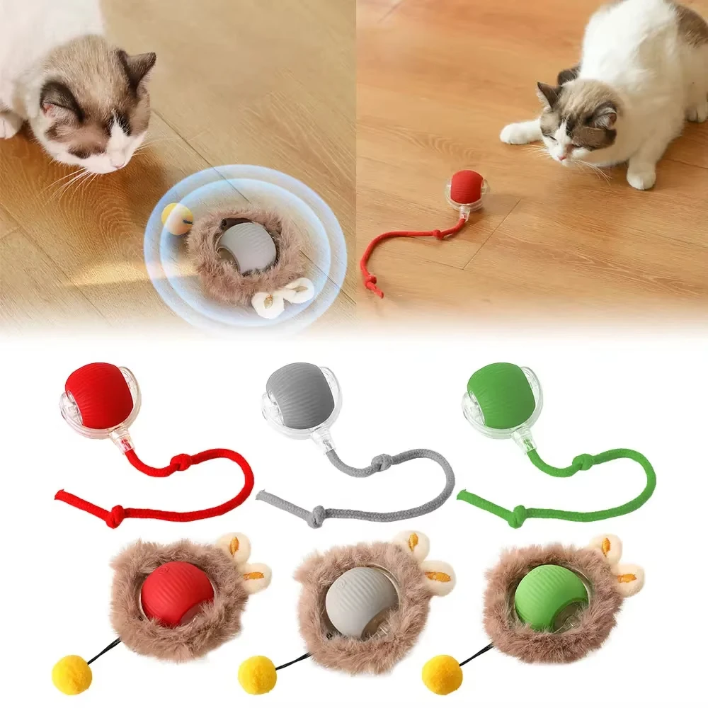 Electric Interactive USB Charging Cat Automatic Rolling Ball Toy Rechargeable Spin Ball Things Interactive Cat Ball