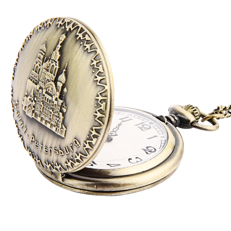 Retro Pocket Watch Bronze Quartz Pocket Watch With Long Chain Best Gift to Men Women Pendant Watches Christmas Gift
