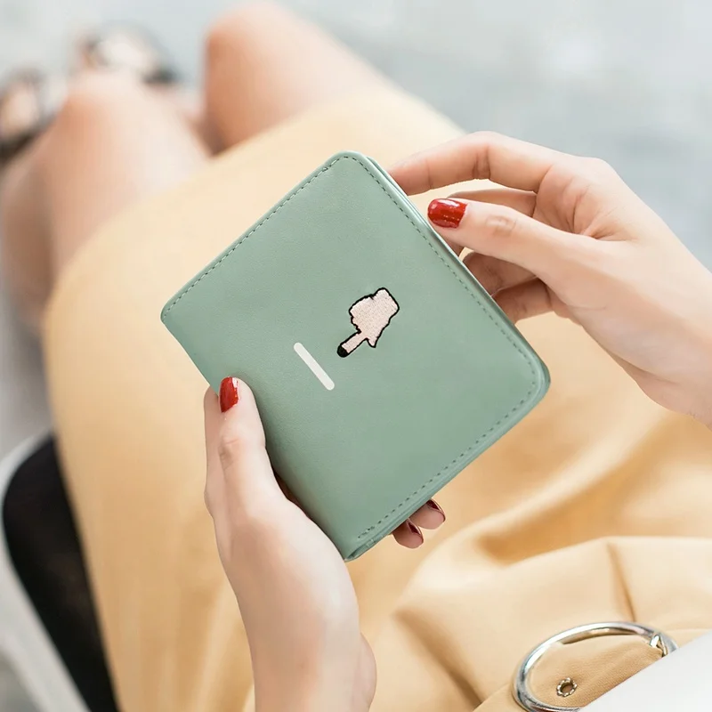 MIYIN hot sale women wallet korea Japanese and Korean cute design folding simple wallet pu leather lady purse short wallet