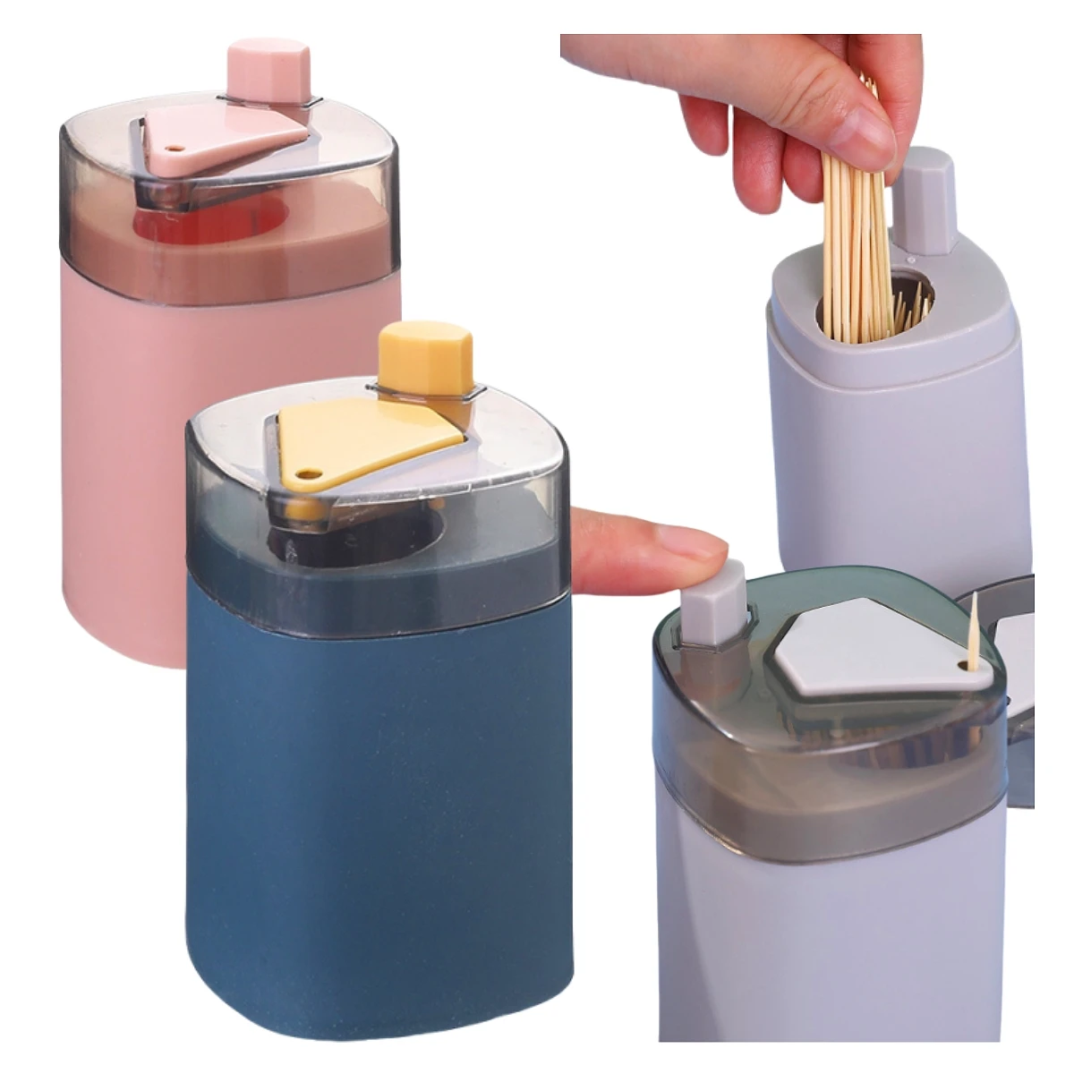 Press Type Automatic Pop-up Transparent Toothpick Holder Household Living Room Kitchen Toothpick Box Toothpick Can Portable Toot