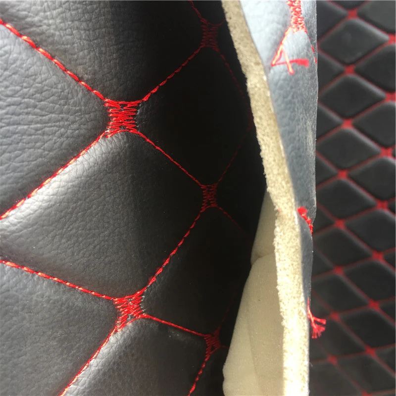 Embroidery Quilted Stitching PU PVC Synthetic Leather Fabric For Car Seat & Car Mats