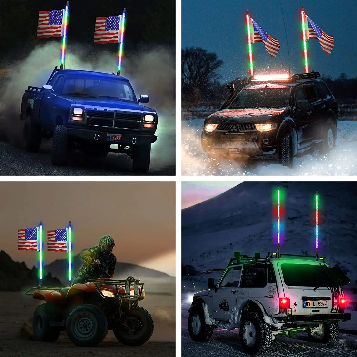 Led Whip RGB Chasing Color Light APP Bluetooth Remote Control Flag Light For Atv Utv Rzr Truck