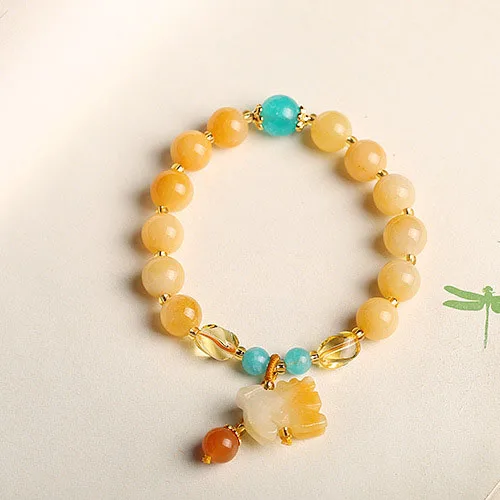 Лечебный классический браслет с золотым камнем натуральный желтый нефритовый на заказ