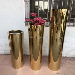 Modern home decor Metal tall outdoor large floor vase black and white plant pot