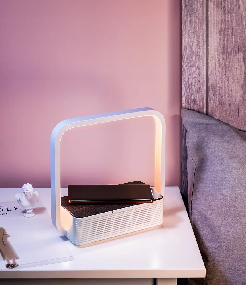 Home Decor Sound Box Speaker With Light Wood Imitation Bluetooth Wireless Charging Bluetooth Speaker Led Portable Speaker