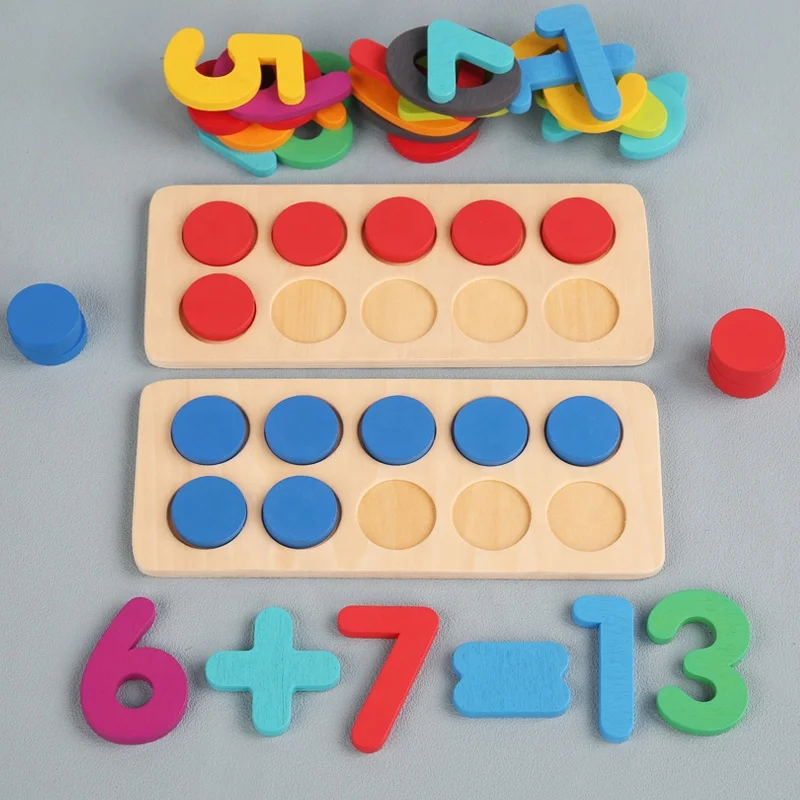 Number Counting Math Game Wooden Addition And Subtraction Set Children Early Educational Arithmetic Ten Frame Set Game