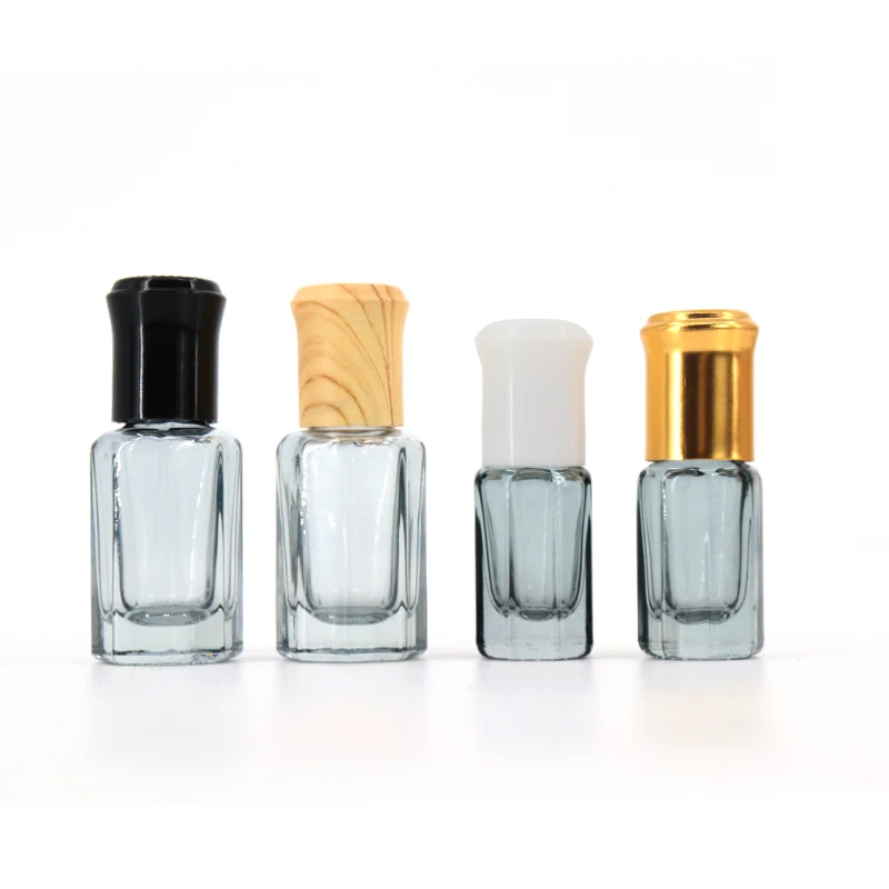 Octagonal Oud Oil Perfume Glass Roller Bottle For Essential Oil Arabian Style Octagon Attar Glass Bottle With Roll On Caps