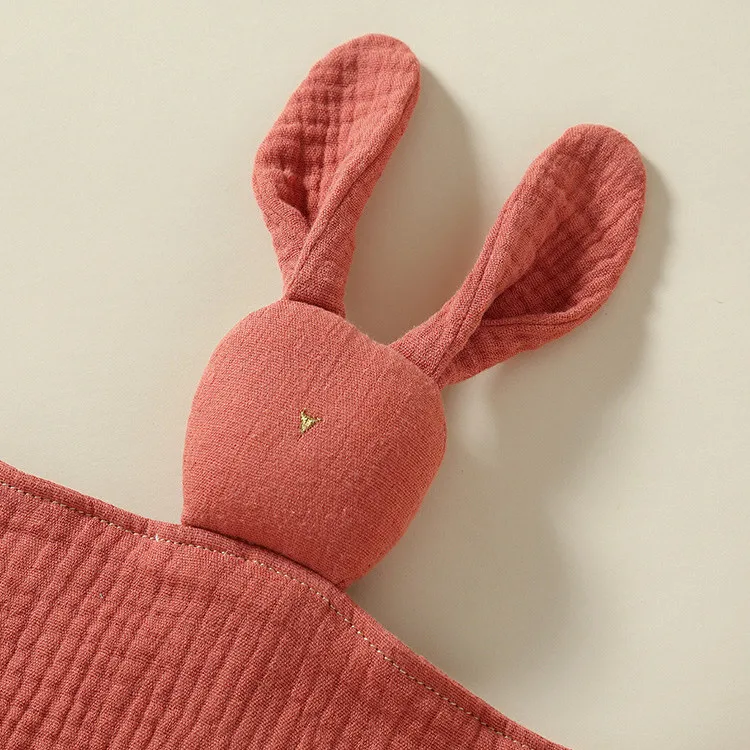 100% Cotton Baby Security Blanket Solid Color Bunny Baby Comfort Blanket Toys For Baby Sleeping