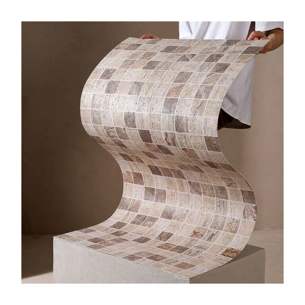 3D Travertine Mosaic Soft Porcelain Bendable Flexible Stone Indoor And Outdoor Background Wall New Material Soft Stone Plate