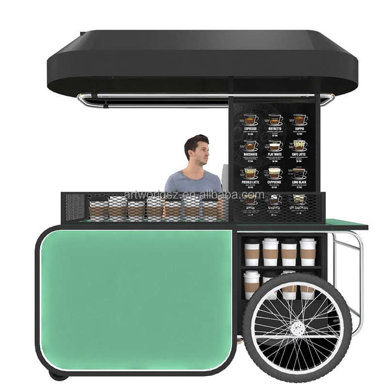 Artworld Displays New Coffee Cart Design Moveable Vehicle Expresso Cart Drinks Coffee Booth