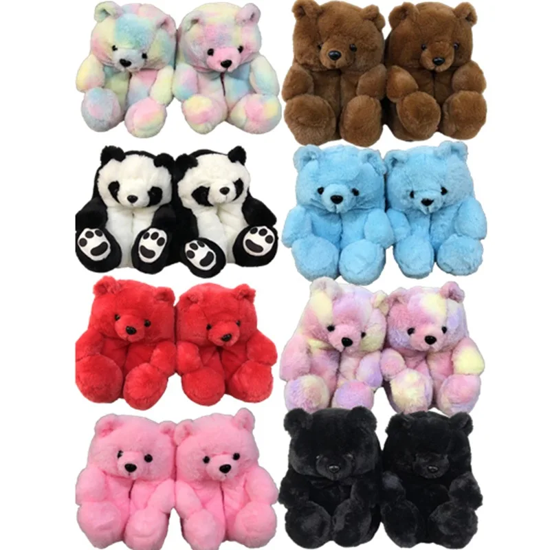 
Winter Warm House Shoes Women Teddy Bear Slippers Anti-slip Soft Home Indoor Slipper Ladies Cute Cartoon Funny Kigurumi Shoes 