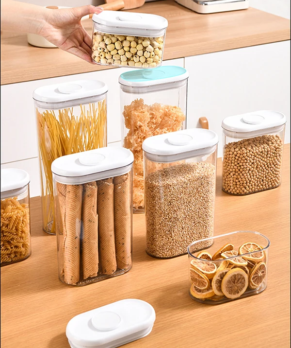 Waterproof Food Containers Dry Airtight Canisters with Plastic Sealable Jars Multifunction Food Bin Box Cereal Dispenser