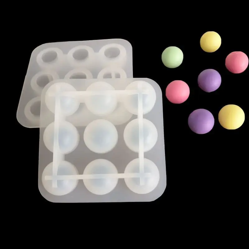 9 Cavity Round Ball Shape Transparent Silicone Ice Cube Mold DIY Epoxy Glue Beads Silicone Molds For Resin