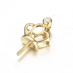 14K 18K Natural pearl Pendant jewelry Natural gold pearl pendant with small crown in Japan and South Korea