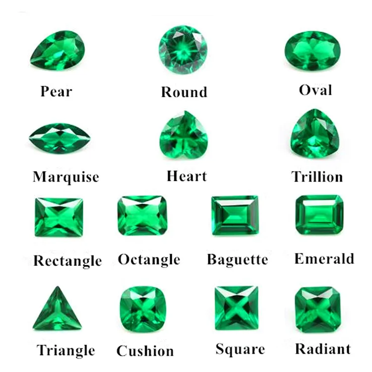 Loose Emerald Glass stones Square Princess Radiant Cushion shape Synthetic green glass gemstone for jewelry making