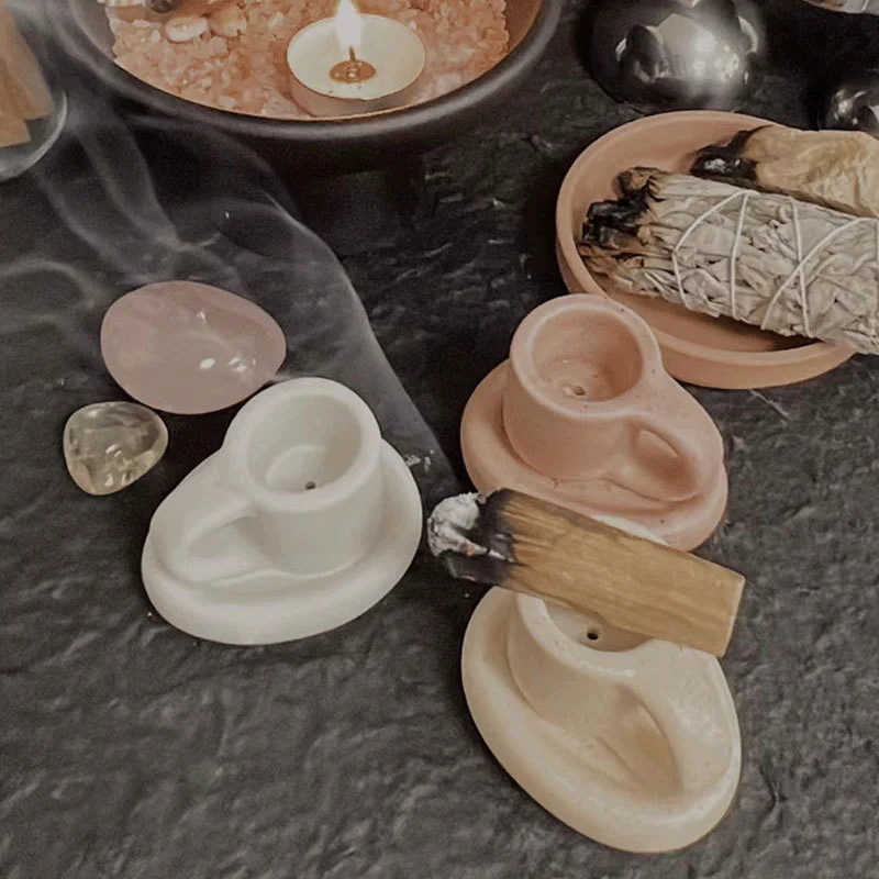 INS minimalist handmade Palo Santo bracket ceramic home decor incense holder candle holder Palo Santo tray ceramic container