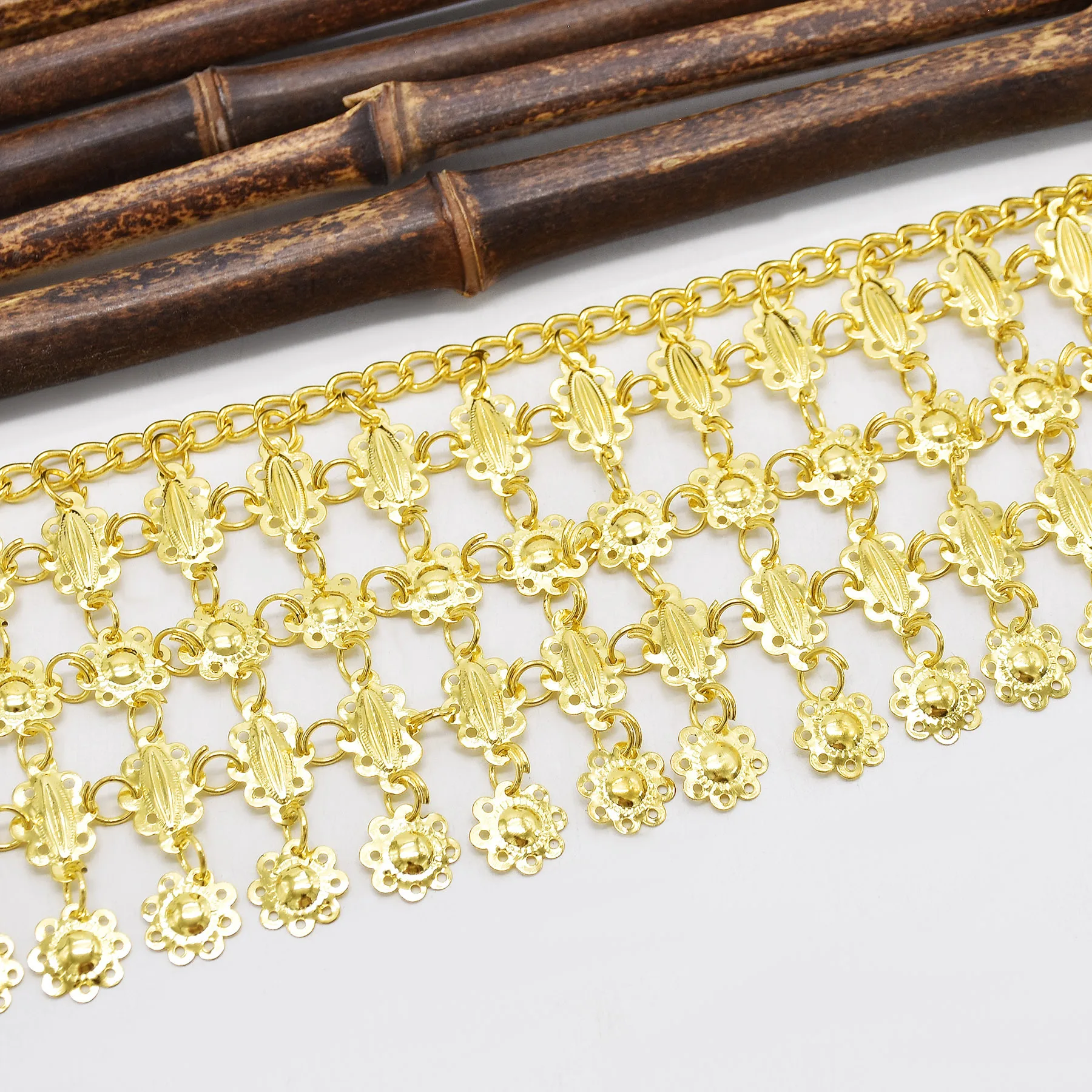 High Quality Multi layer golden Alloy Body coin waist chain belt for lady