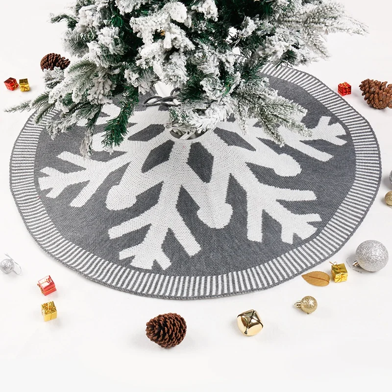 Snowflake Creative Christmas Tree Decoration Soft Knitted Christmas Ornament Christmas Tree Skirt