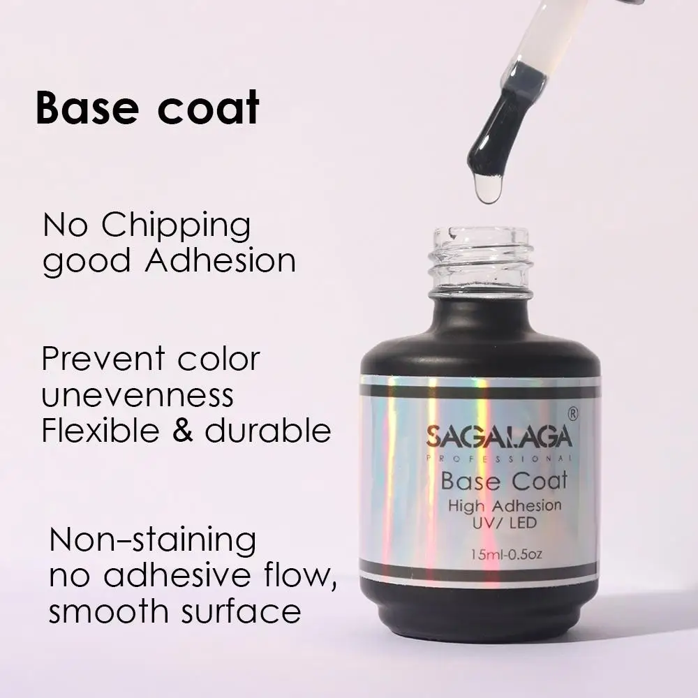 Wholesale 15ml Soak Off UV Led Gel Long Lasting Rubber Base Coat Top Coat Gel Polish Nail Art Salon Private Label