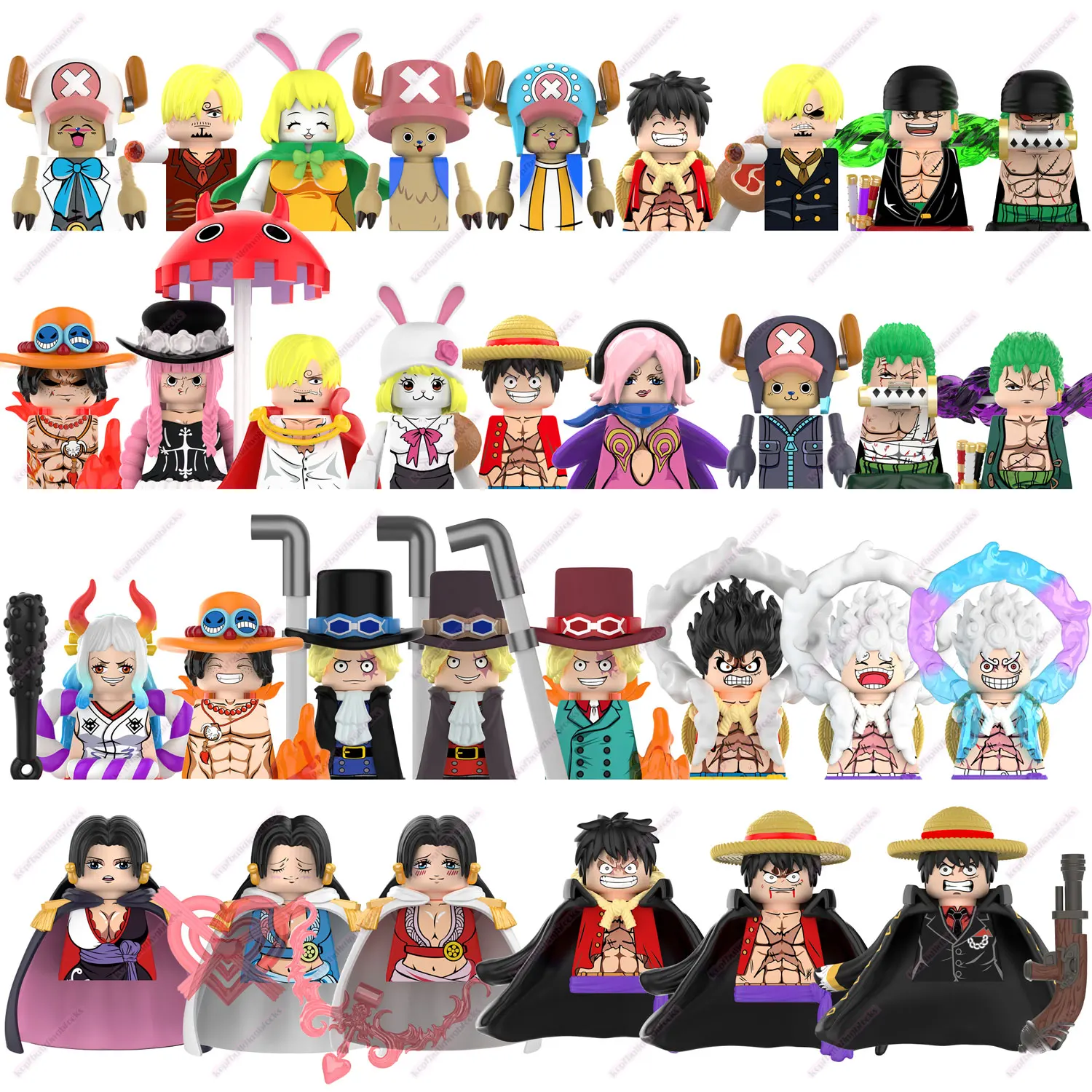 DY Brand Japanese Anime Monkey D. Luffy Nika Chopper Sanji Zoro Sabo Perona Yamato Ace Mini Action Building Block Toy Bricks