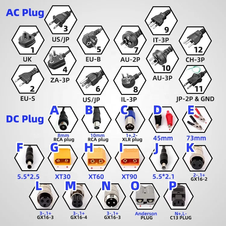 Full Spec 3.7V 6V 7.4V 12V 24V 36V 48V 60V 72V 84V 96V Battery Charger Lithium Li-ion For Electric Scooter Li Ion Battery