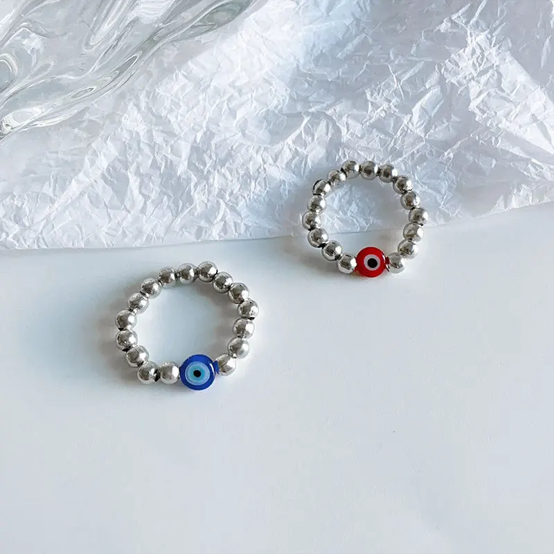 Classic Vintage Beaded Ring Elastic Glass Coloured Metal Rice Beads Stainless Steel Fashion Jewelry Toe Ring