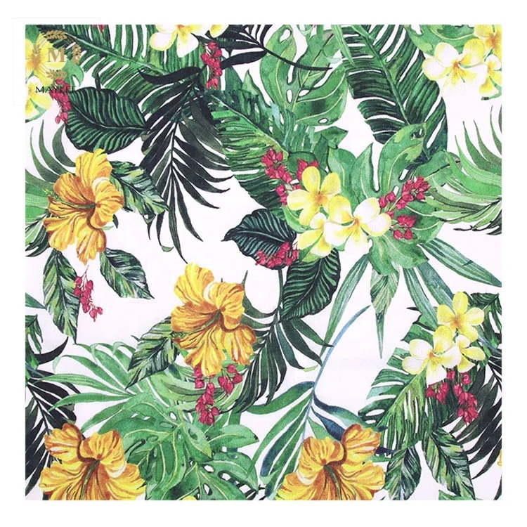 12129D зеленый лист цифровой печати # 70% тенсель 30% лен Тканое полотно для женщин блузки рубашки платья брюки костюмы