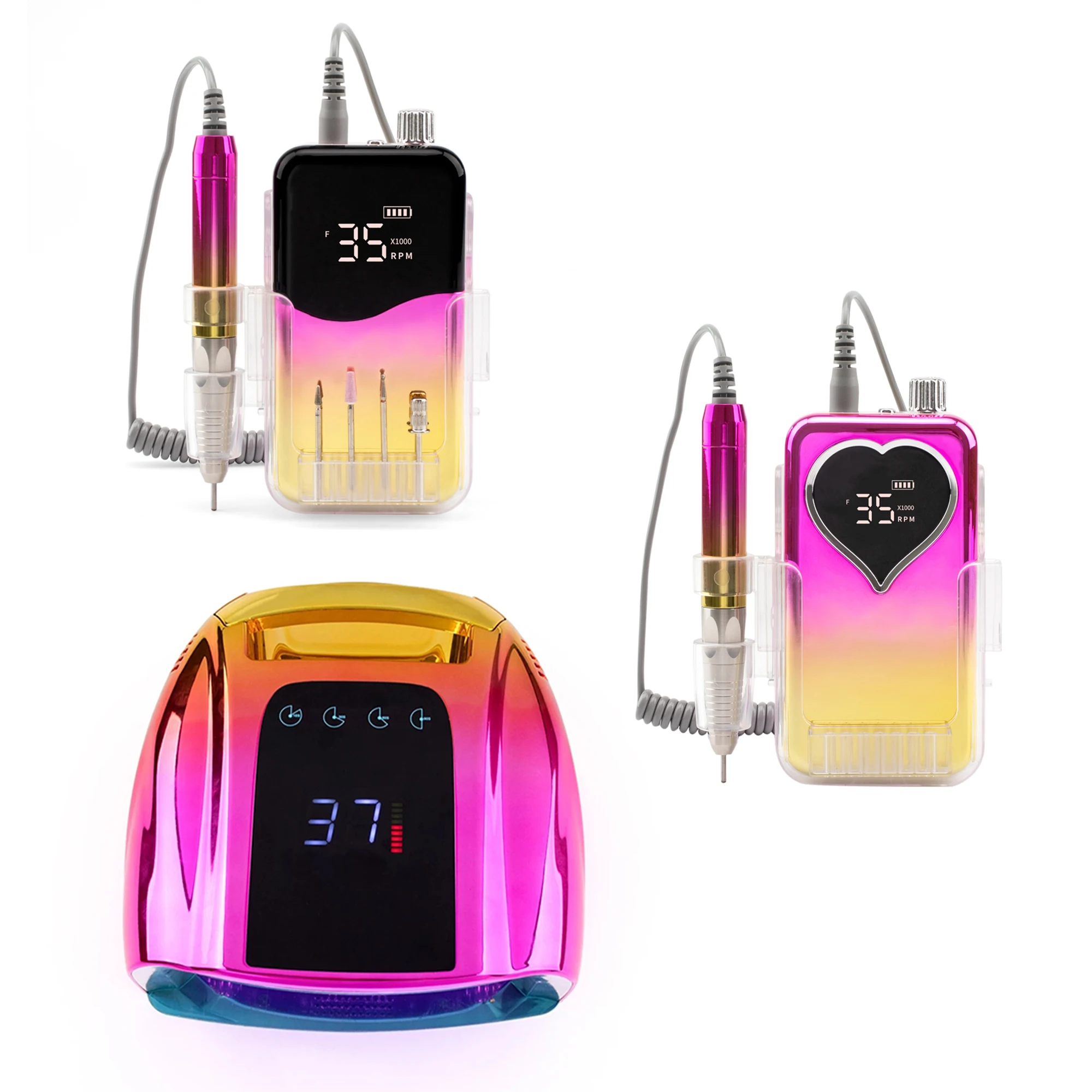 Portable Strong Power Rechargeable Electric Nail Drill Machine Set 35000rpm Electric Brushless Nail Drill Machine