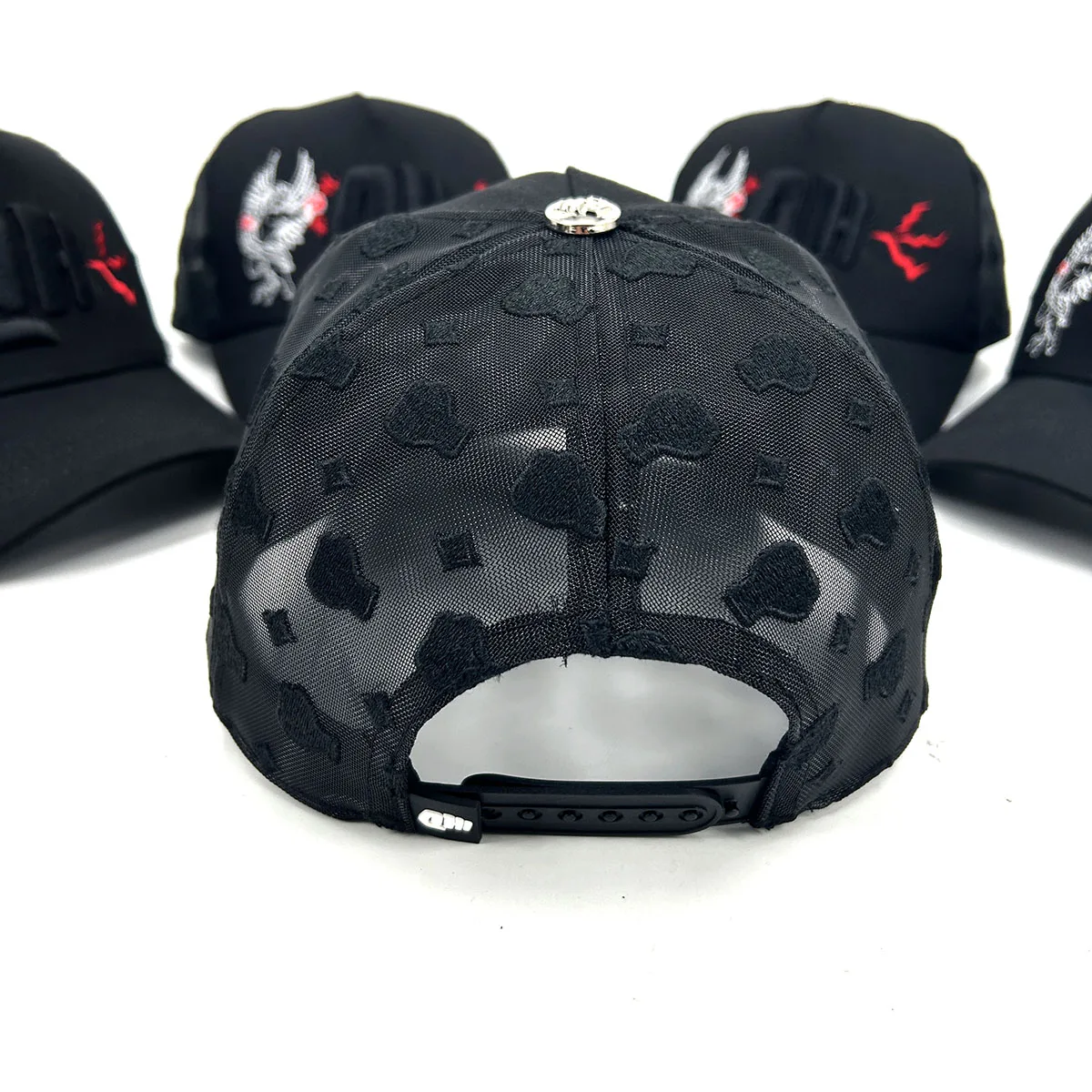 Custom 3d Embroidery Logo  5 Panel Full Embroidery Patch Logo Mesh Trucker Cap Full Mesh Trucker Hat