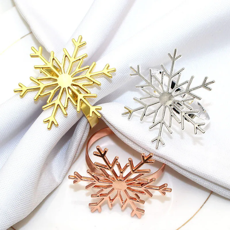 Christmas Decor snowflake napkin ring factory wholesale metal napkin buckle table decoration metal napkin ring