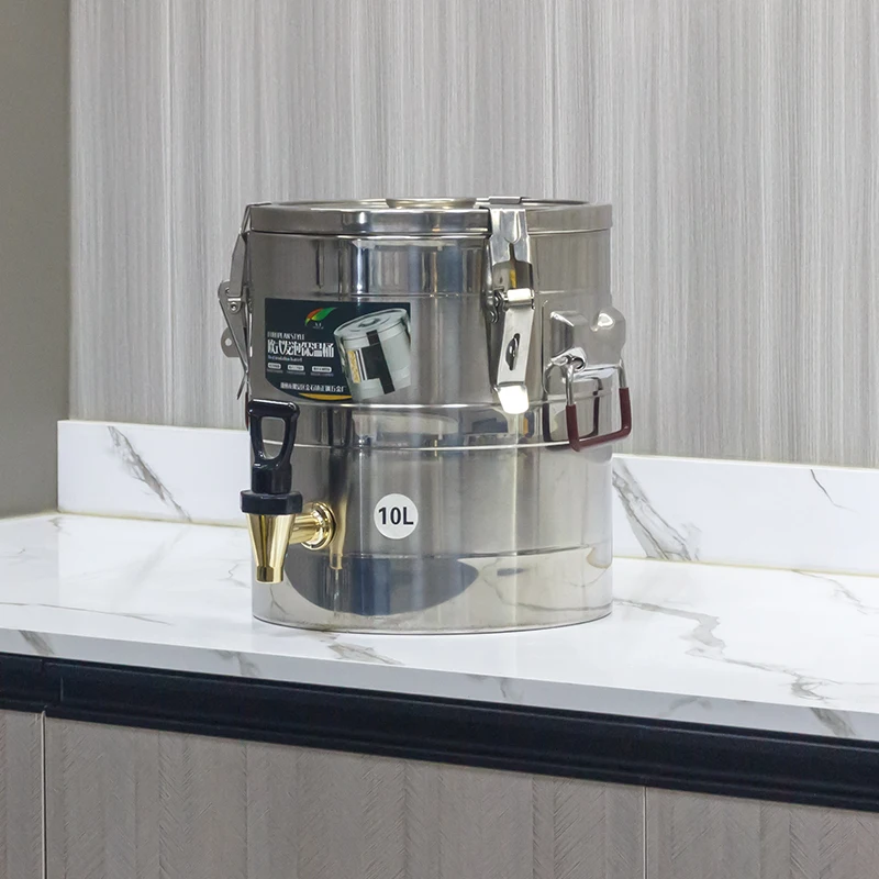 10L Commercial Heat Preservation Insulated Stainless Steel Container Water Food Sealed Barrel With Water Tap