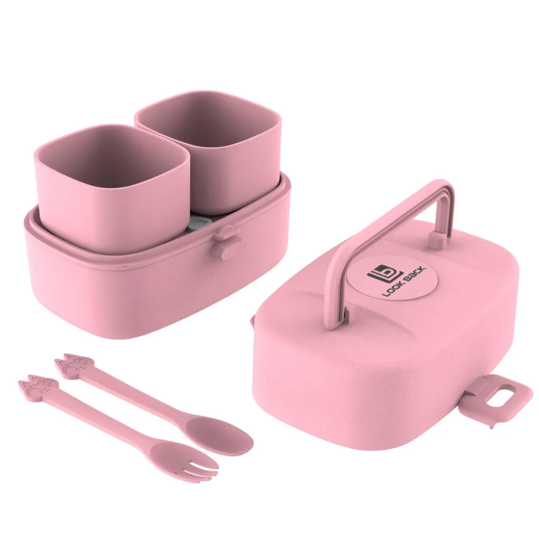 Customized Wheat Straw Handle Lunch Box Sealed Microwaveable Children Student Lunch Box