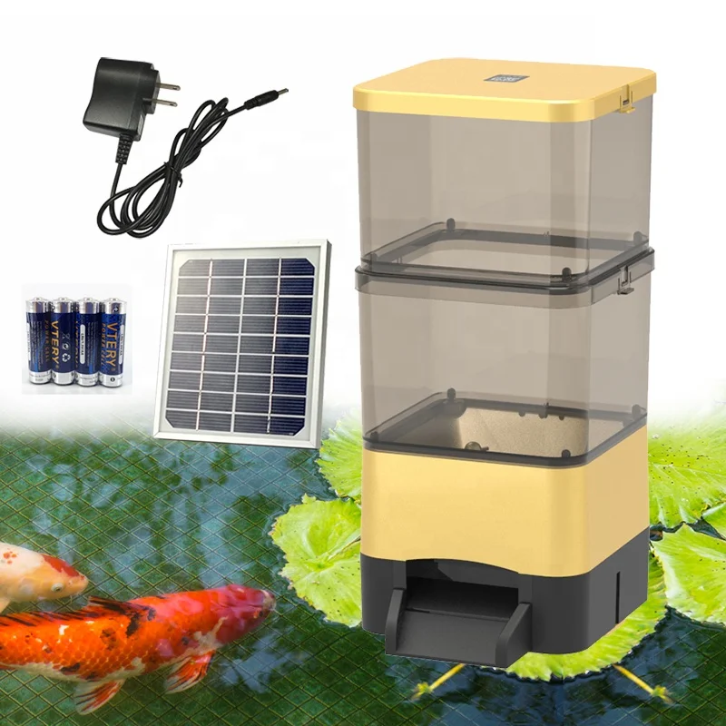 High Quality Export 2021 New China  Automatic fish Koi pond outdoor solar power large Feeders