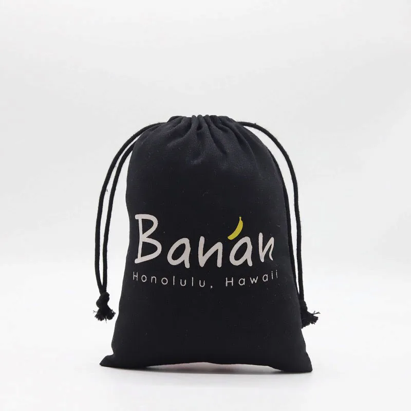 Eco-Friendly Cotton Linen Gift Packaging Drawstring Pouch Soft Black Cotton Candle Perfume Essential Oil Gift Shopping Bag